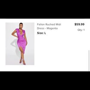 Fuscia/pink/purple dress.